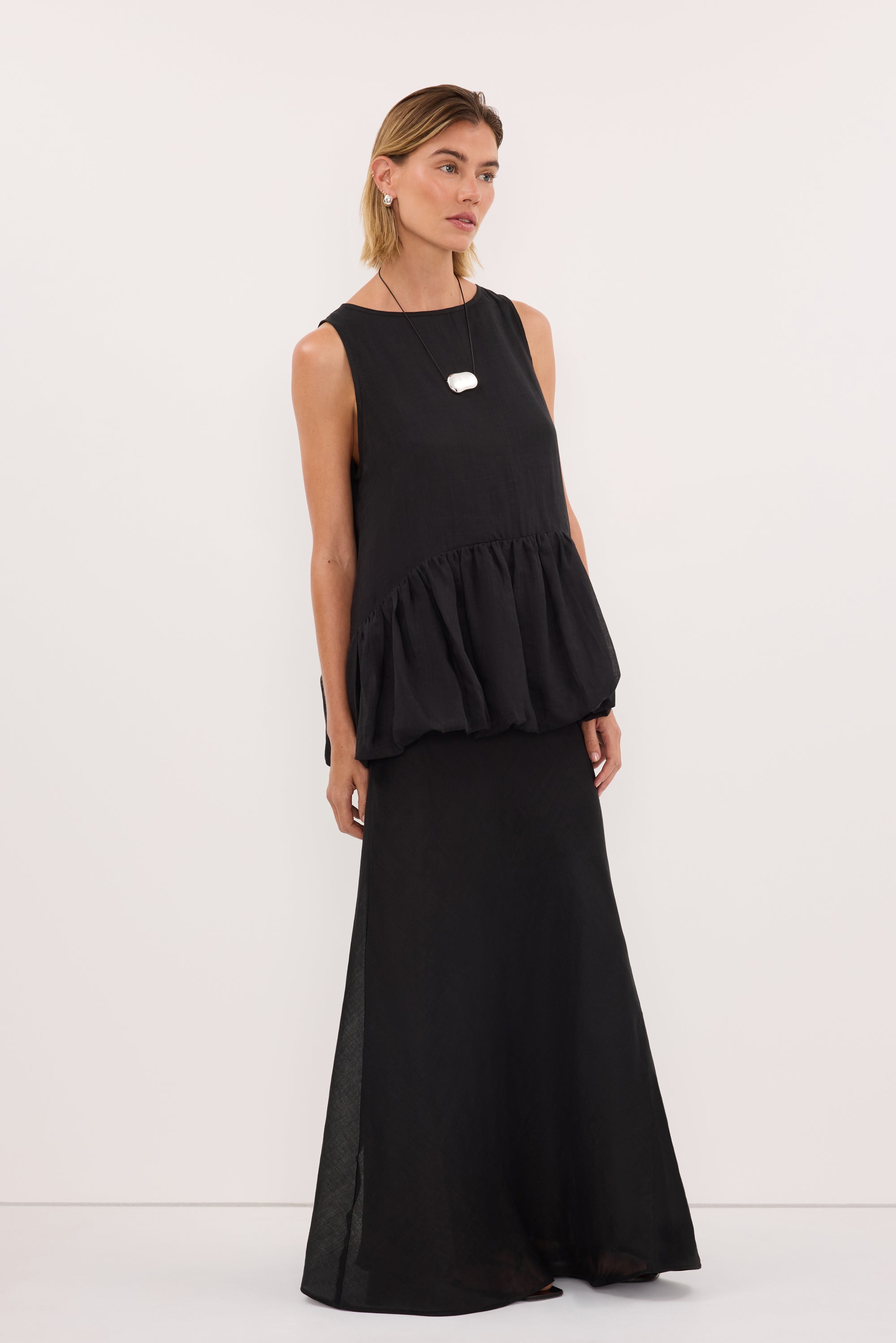 ARLO BLACK RAMIE DROP WAIST TOP