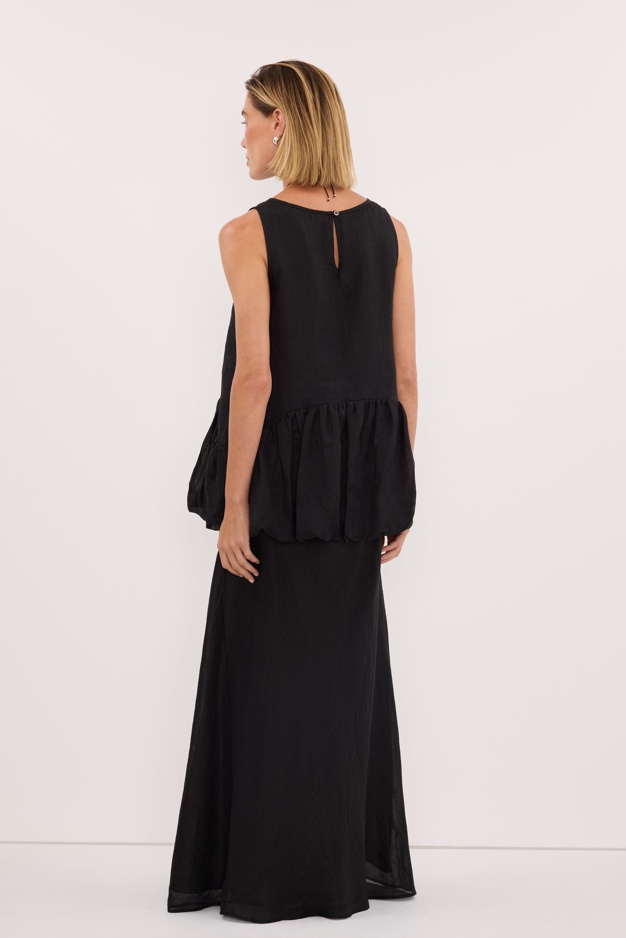 ARLO BLACK RAMIE DROP WAIST TOP