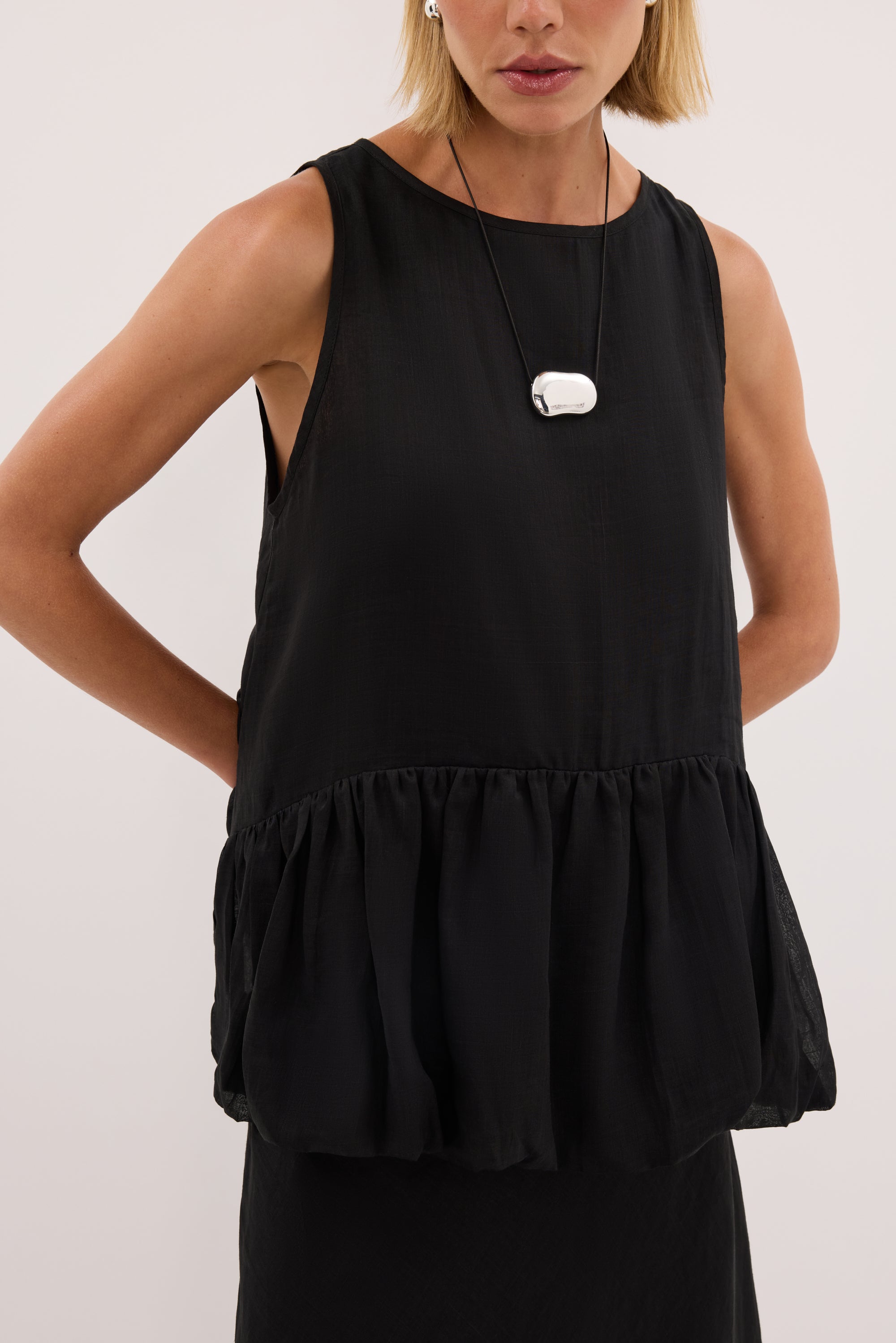 ARLO BLACK RAMIE DROP WAIST TOP