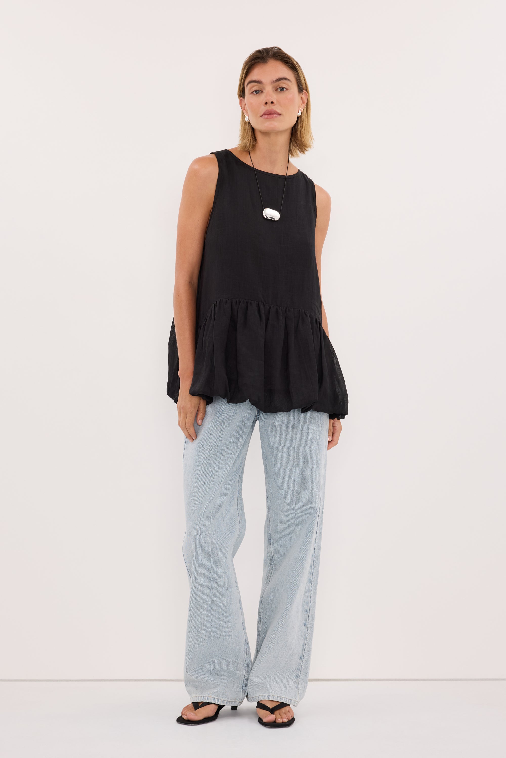 ARLO BLACK RAMIE DROP WAIST TOP