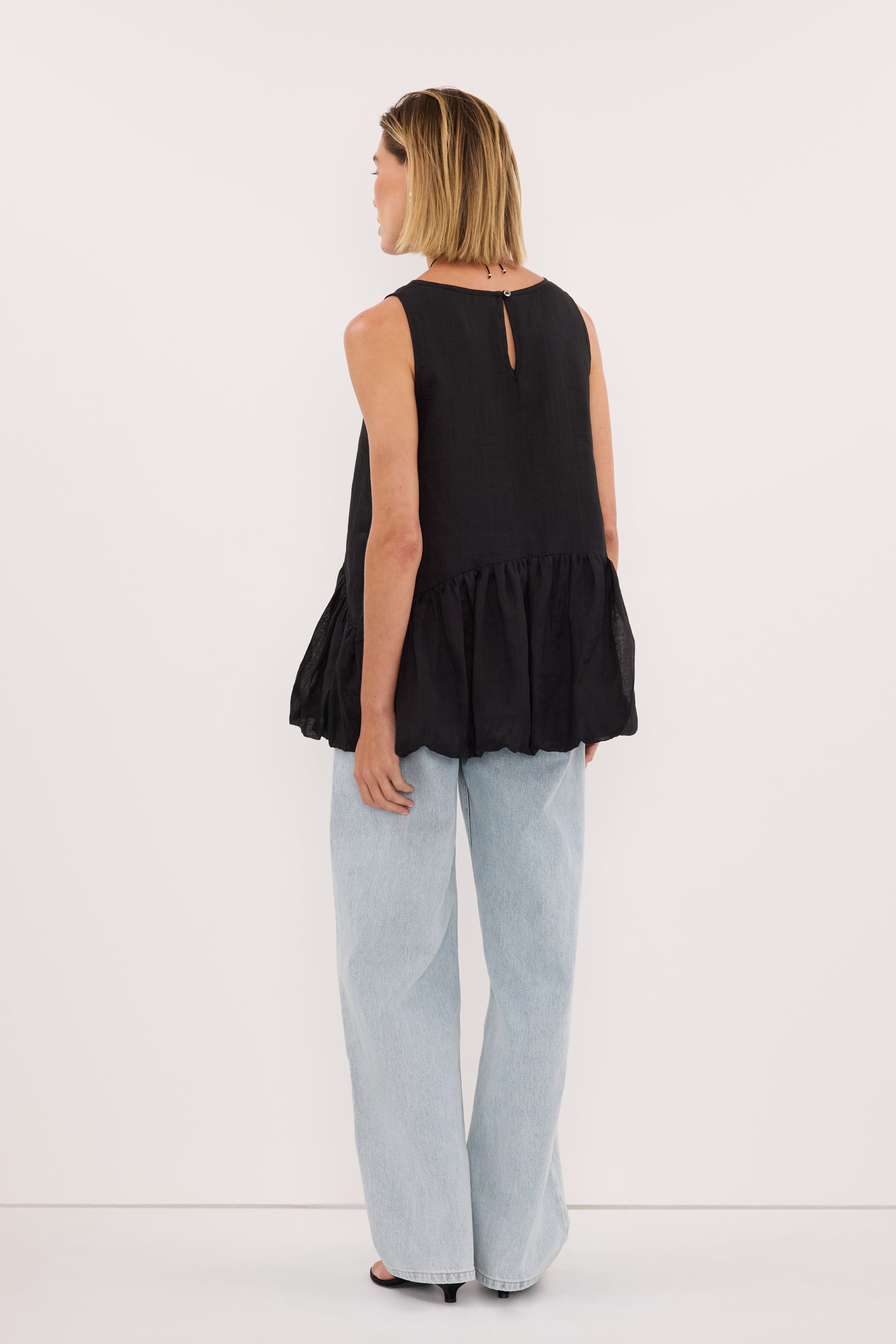 ARLO BLACK RAMIE DROP WAIST TOP