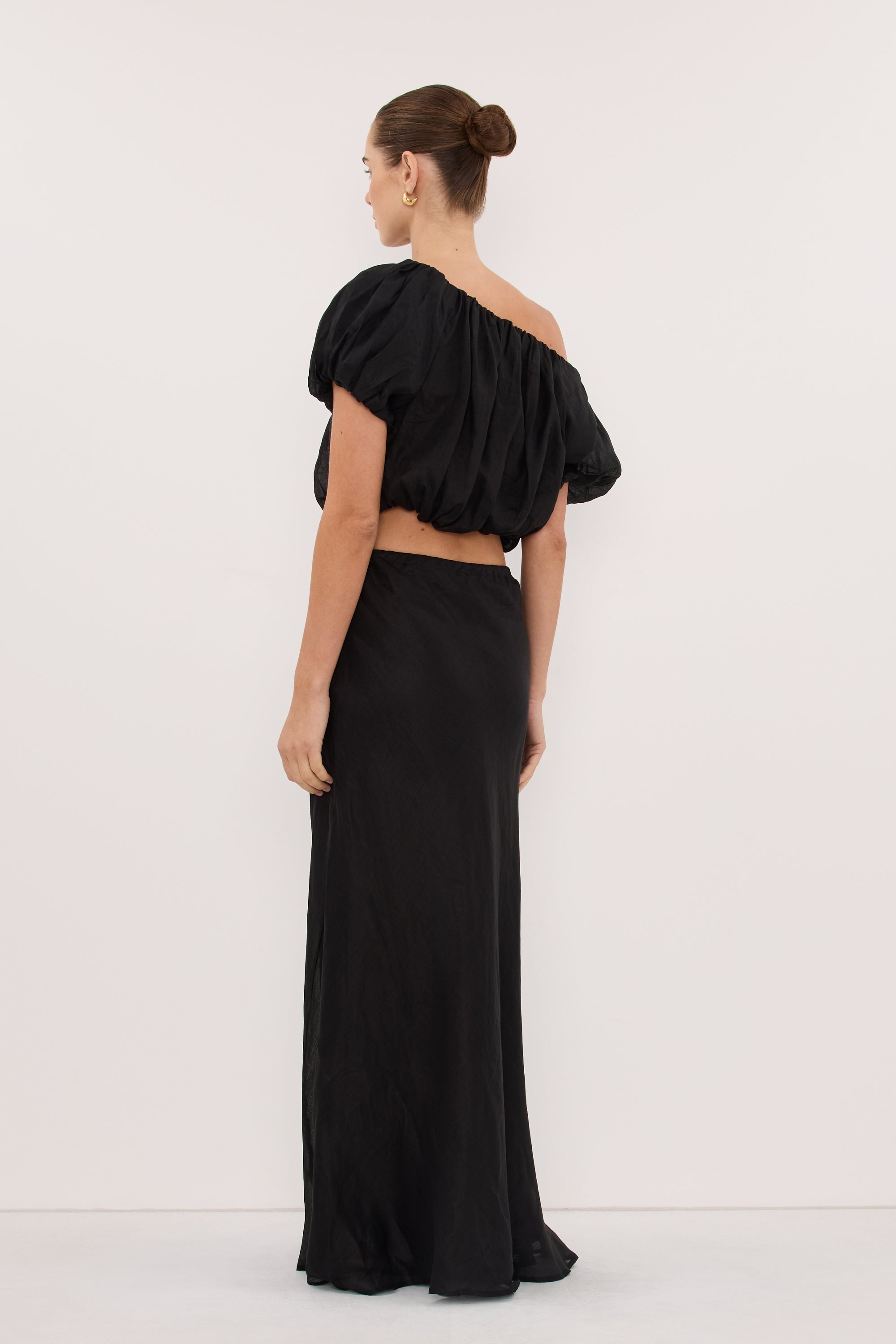 Arlo Ramie Off Shoulder Bubble Top in Black By DISSH