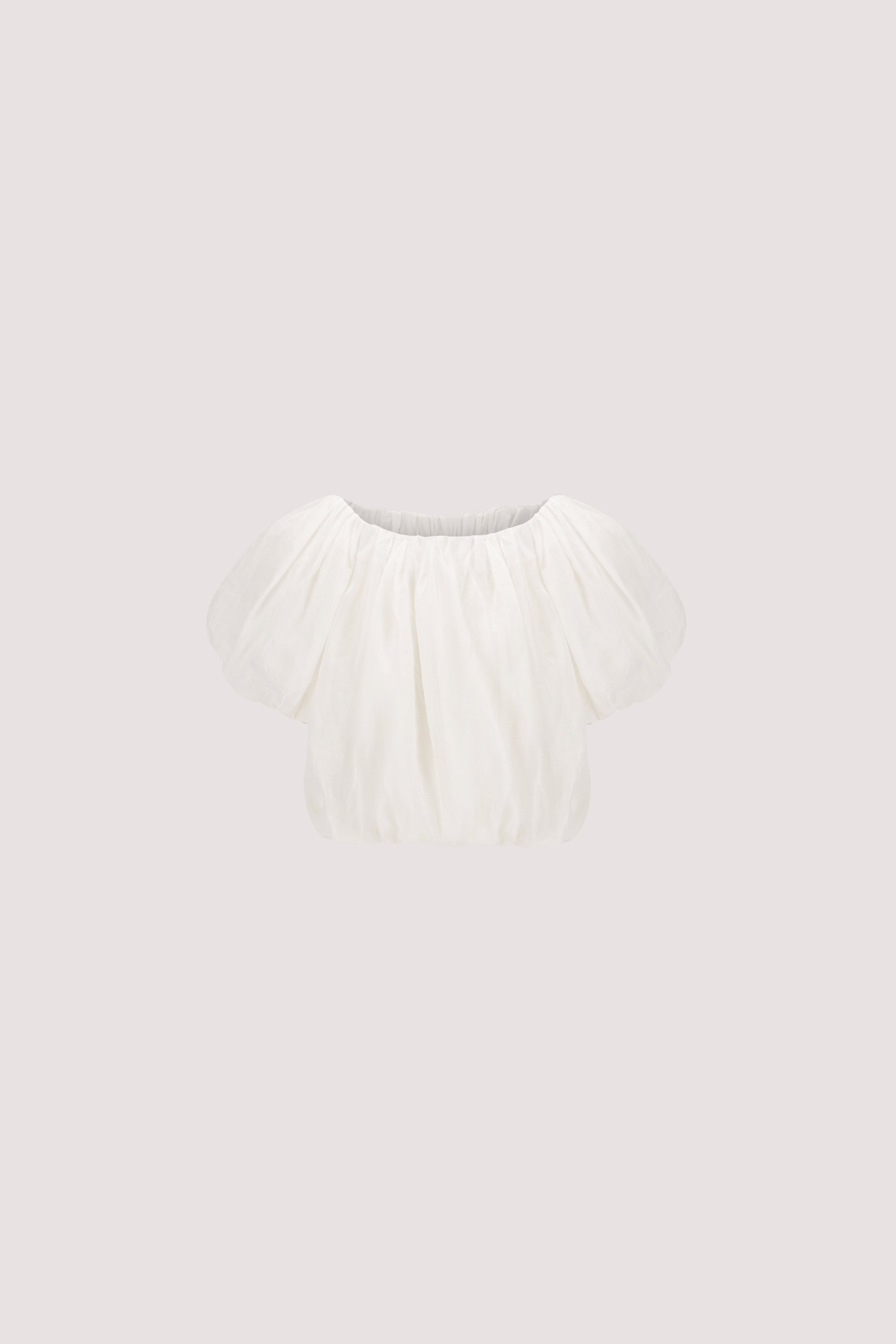 ARLO WHITE RAMIE OFF SHOULDER BUBBLE TOP