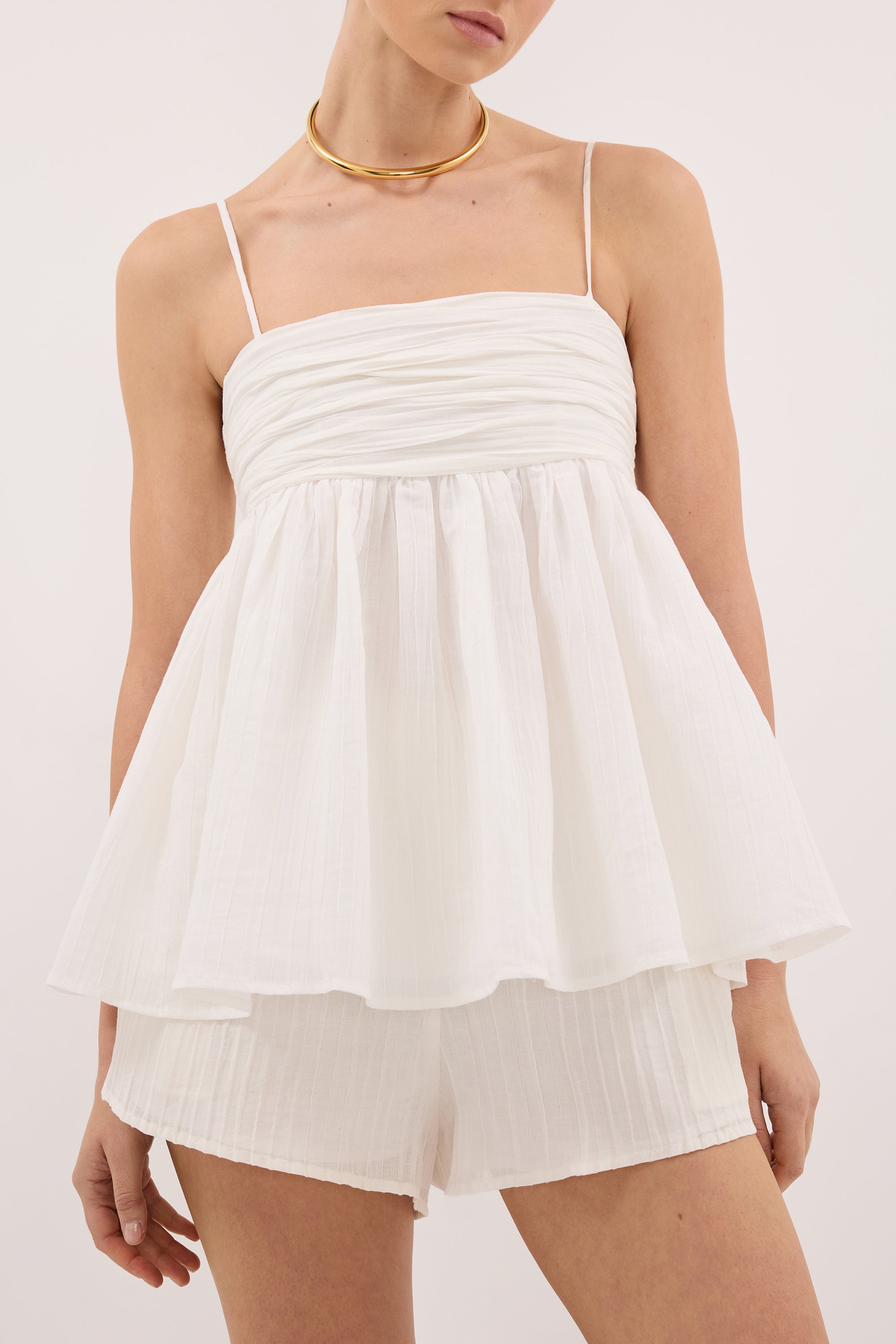 CASEY IVORY CRINKLE RAMIE TOP - PRE ORDER