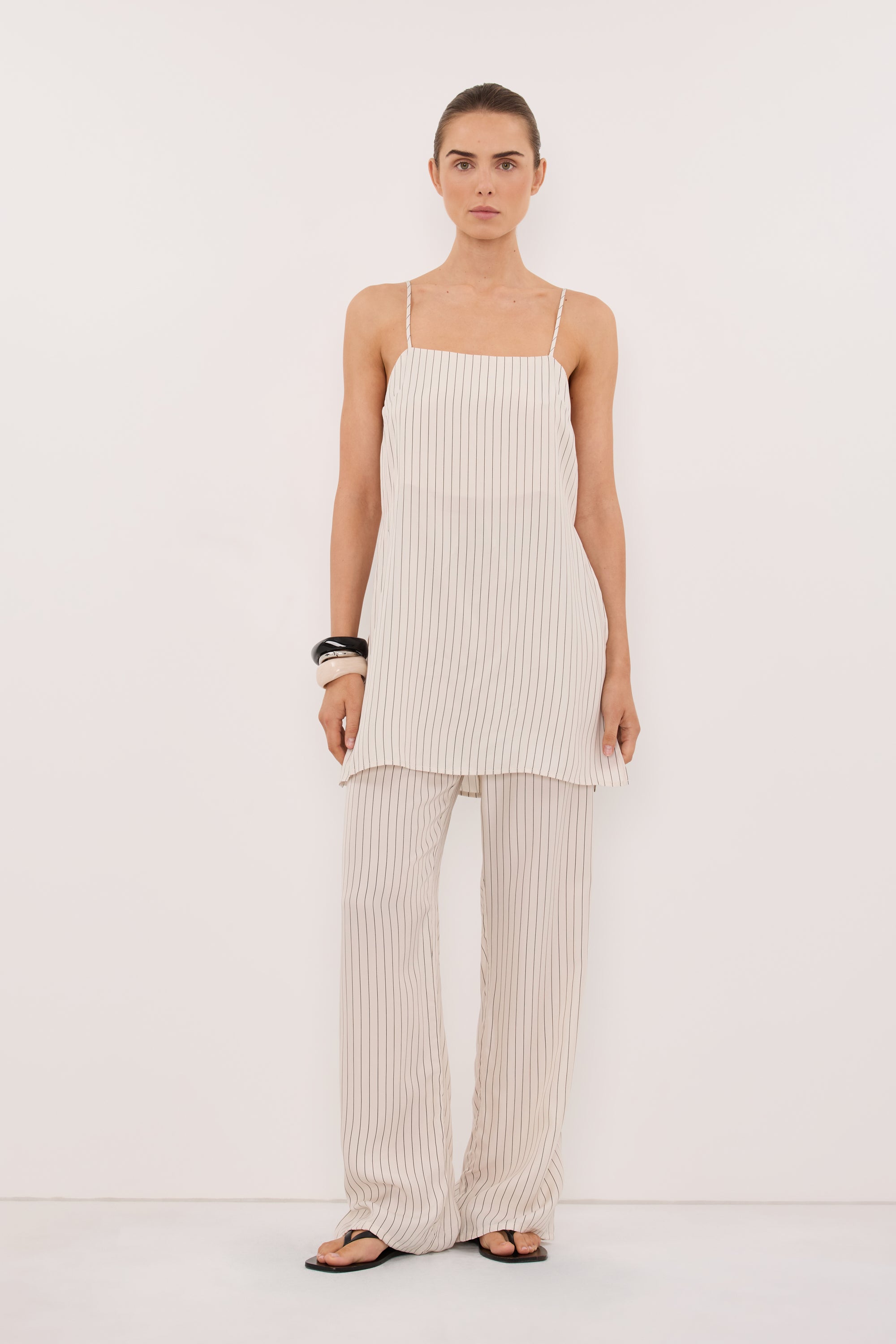AMARA CREAM STRIPE CUPRO CAMI TOP