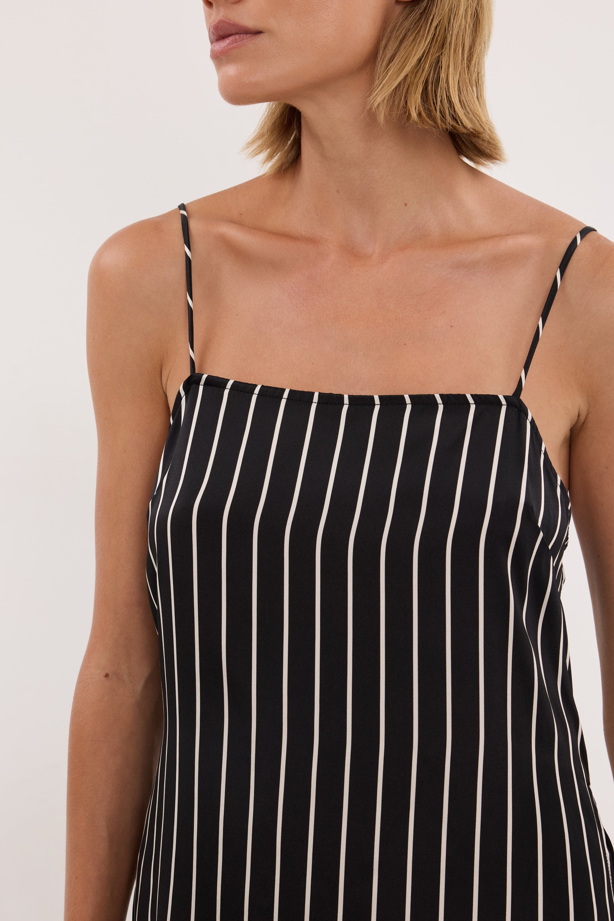 ADRIENNE BLACK STRIPE SILK CAMI