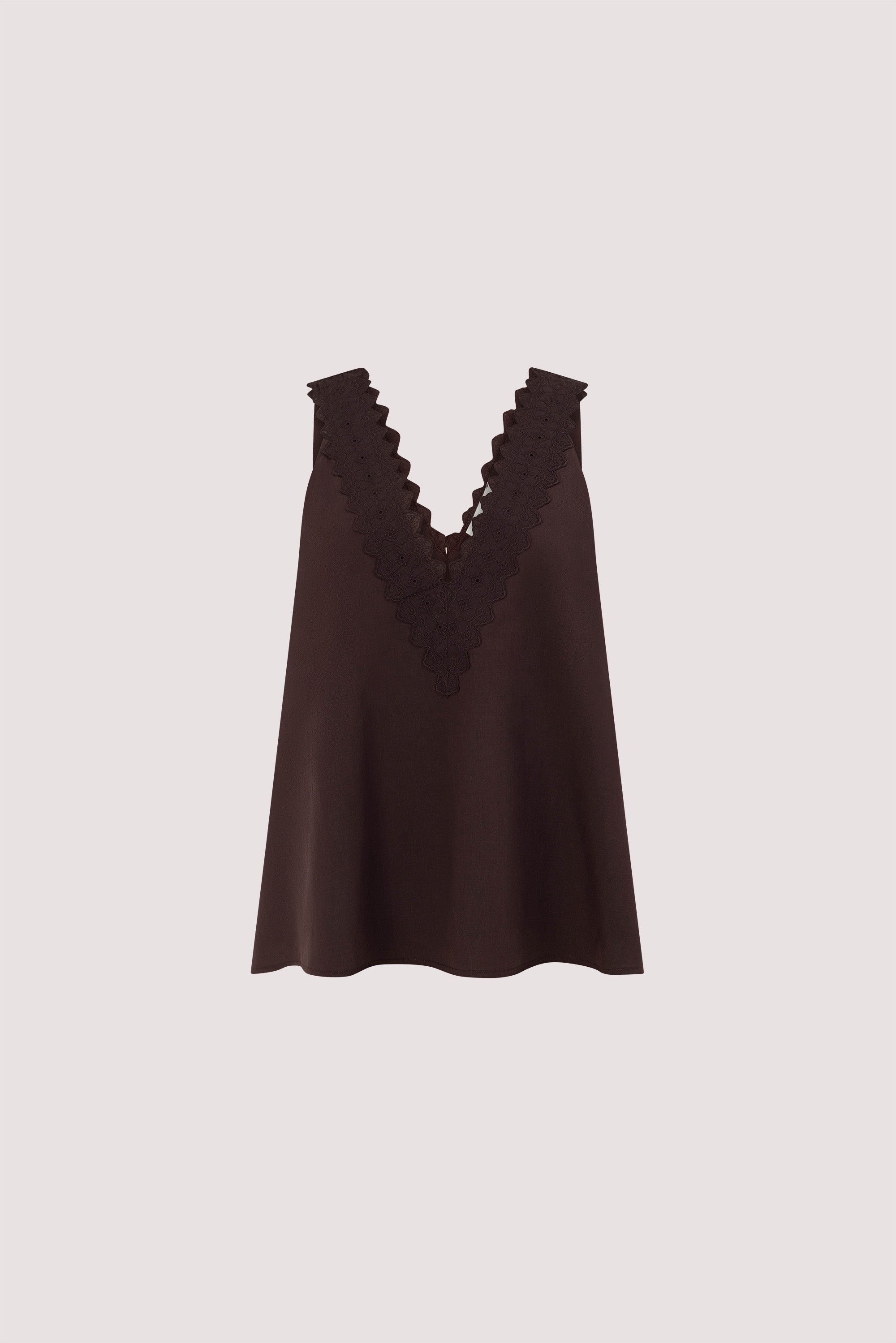 ANNABEL BURNT CHOC V NECK TOP
