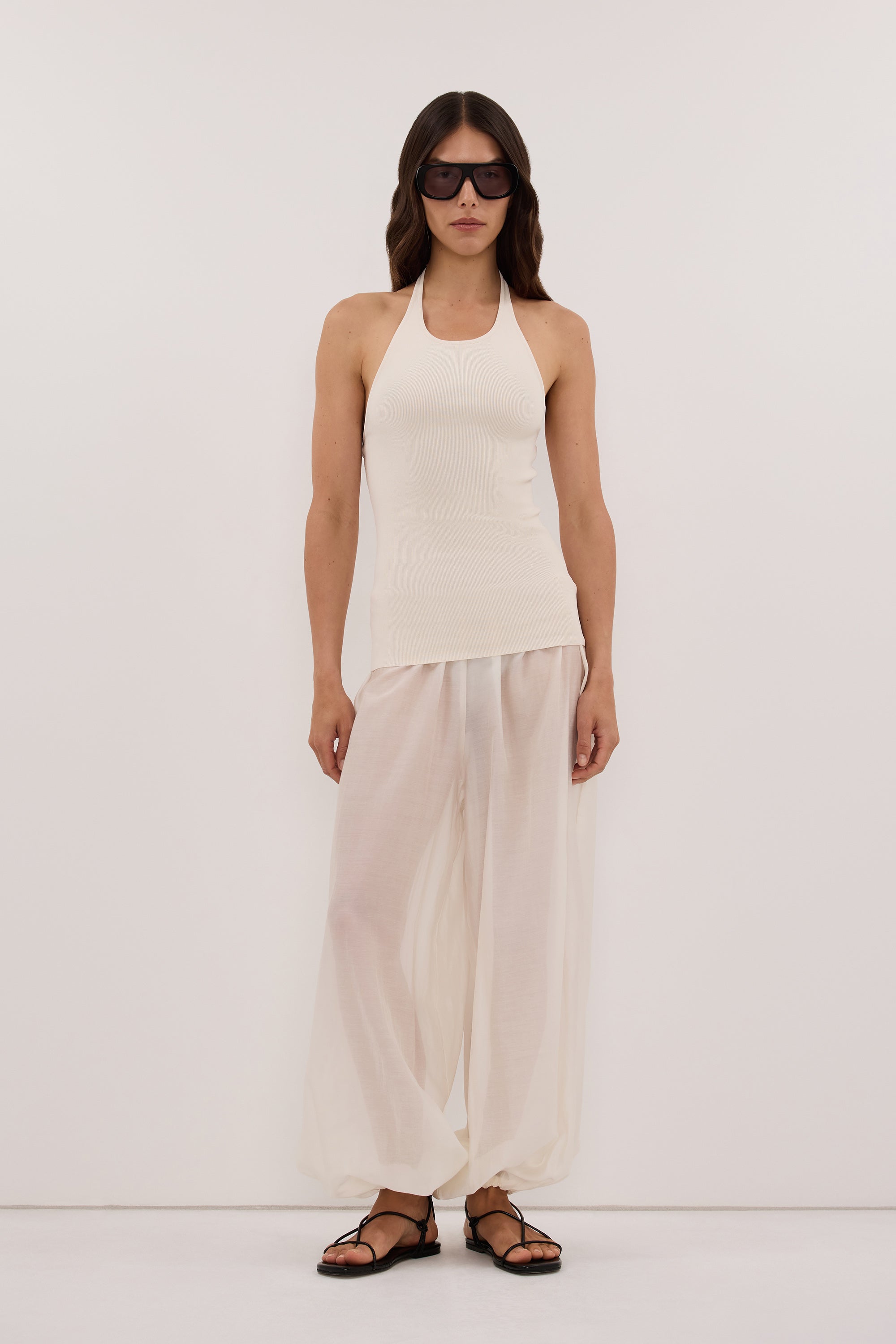 LENA IVORY SHEER BALLOON PANT