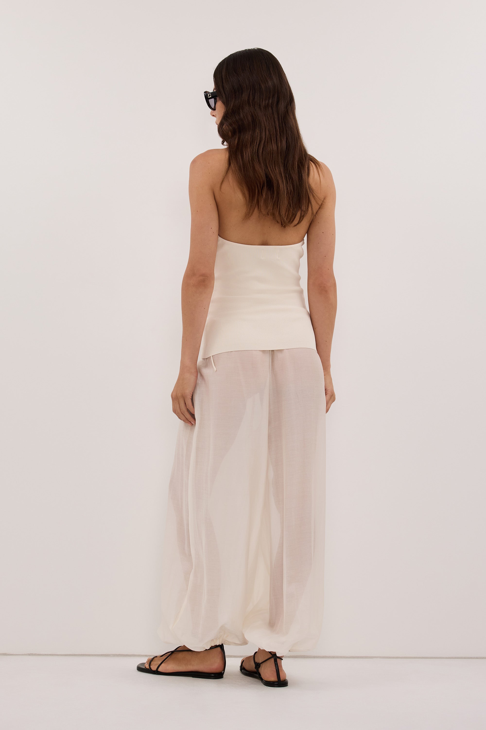 LENA IVORY SHEER BALLOON PANT