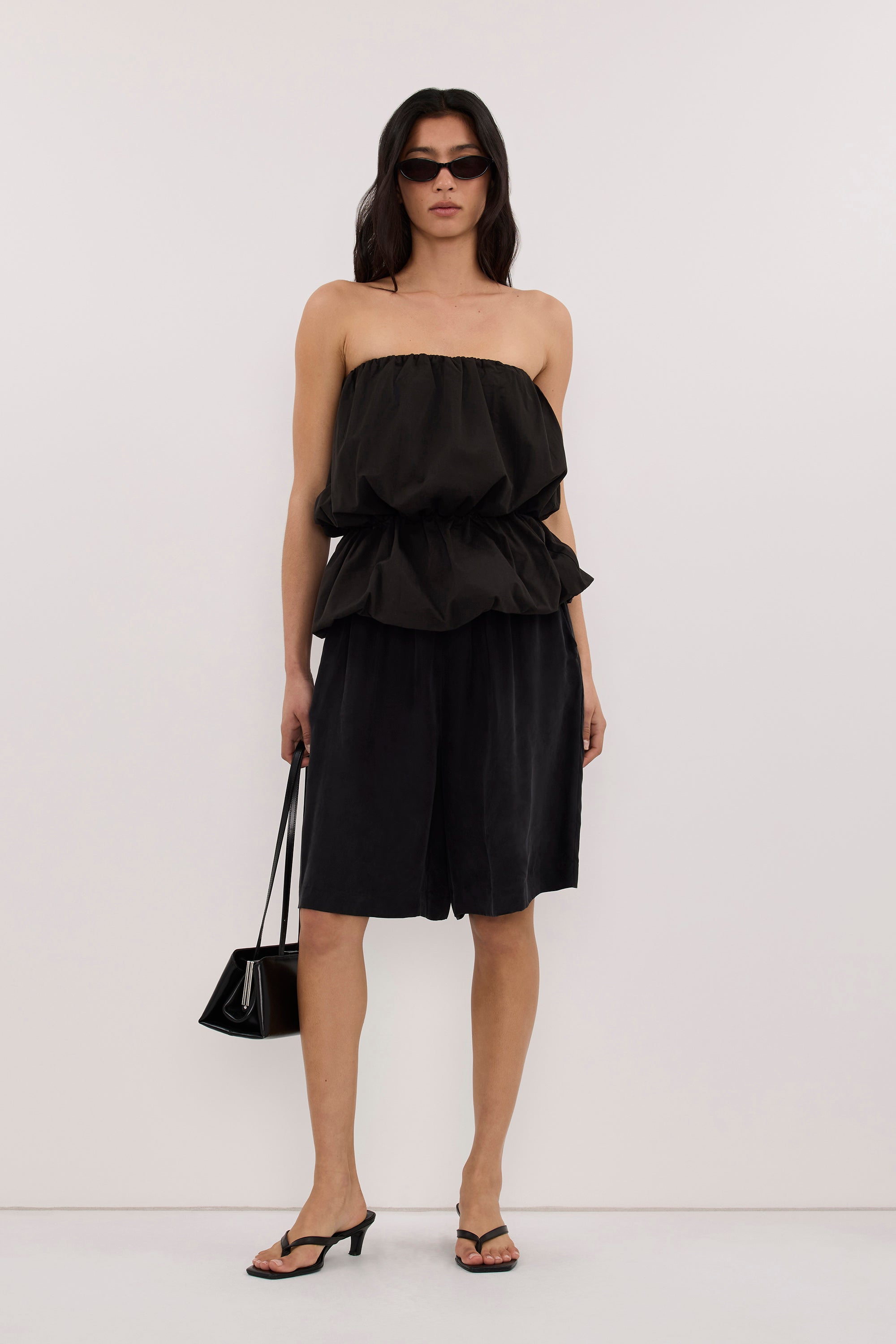 MARTINA BLACK COTTON BUBBLE TOP 