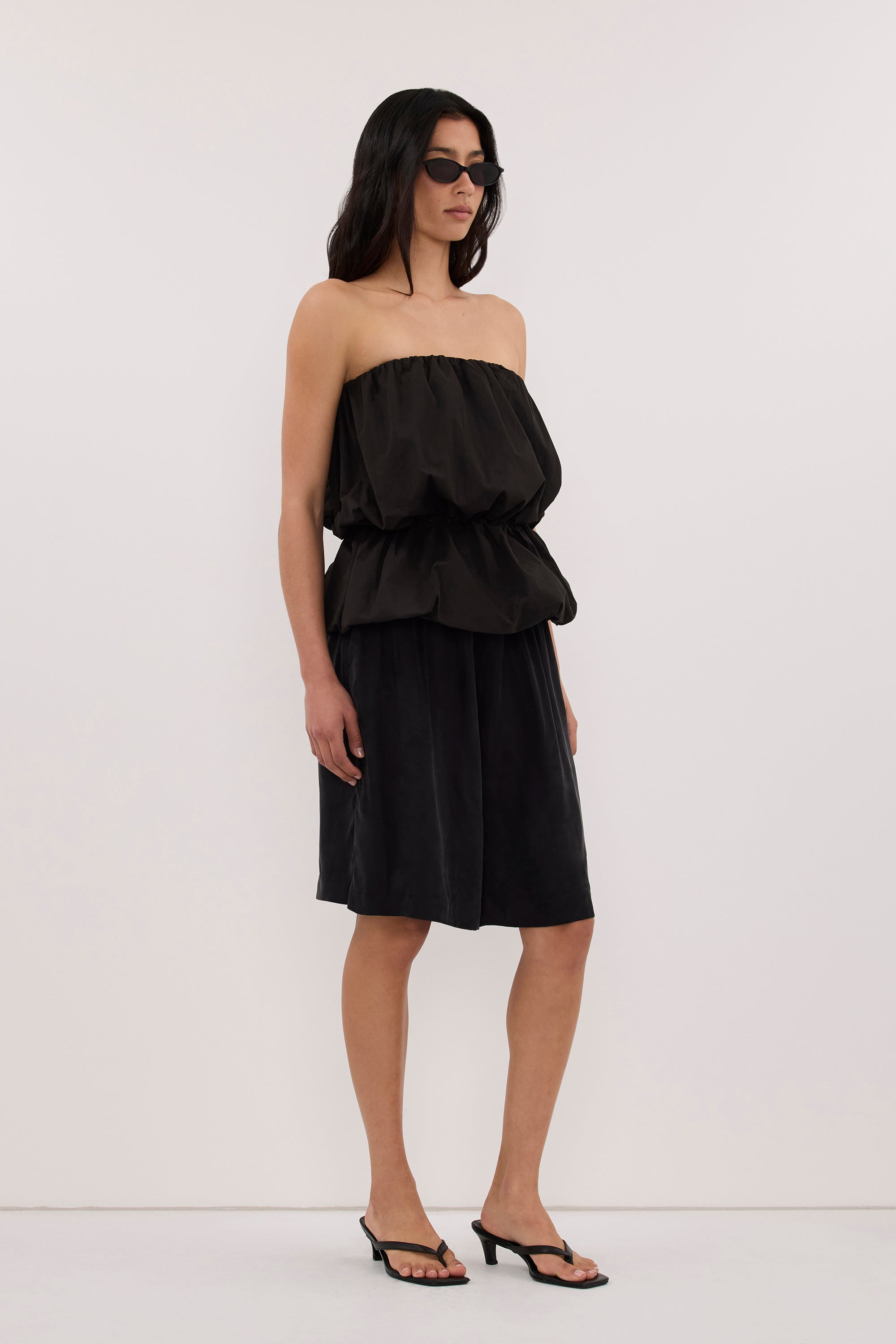 MARTINA BLACK COTTON BUBBLE TOP 