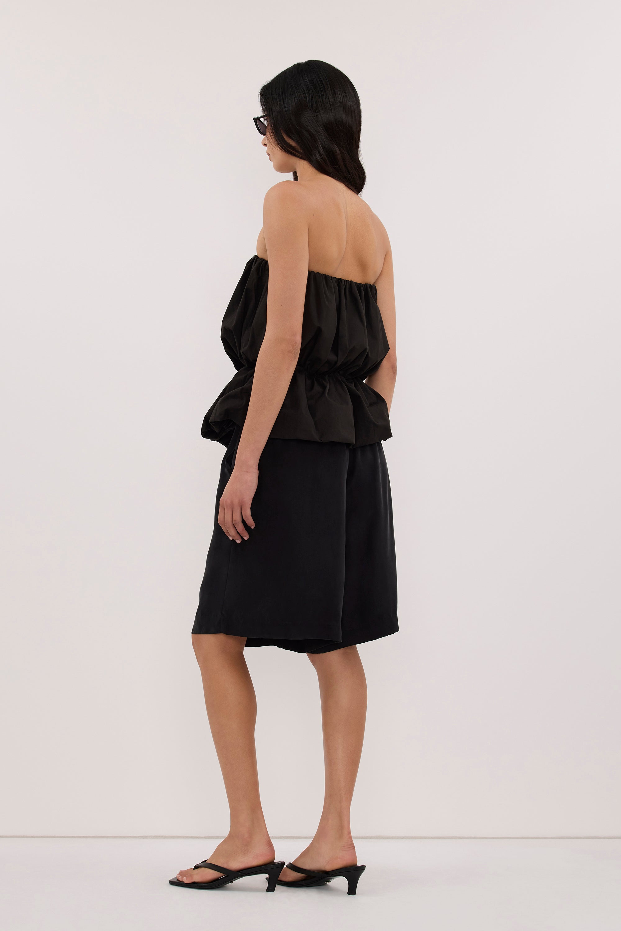MARTINA BLACK COTTON BUBBLE TOP 