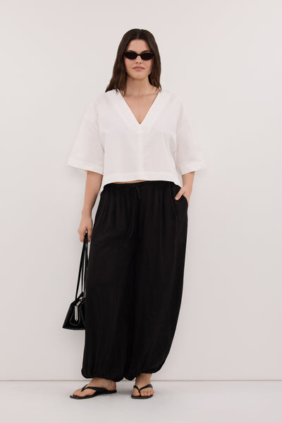Jasmine wearing ORLENA WHITE COTTON TOP
