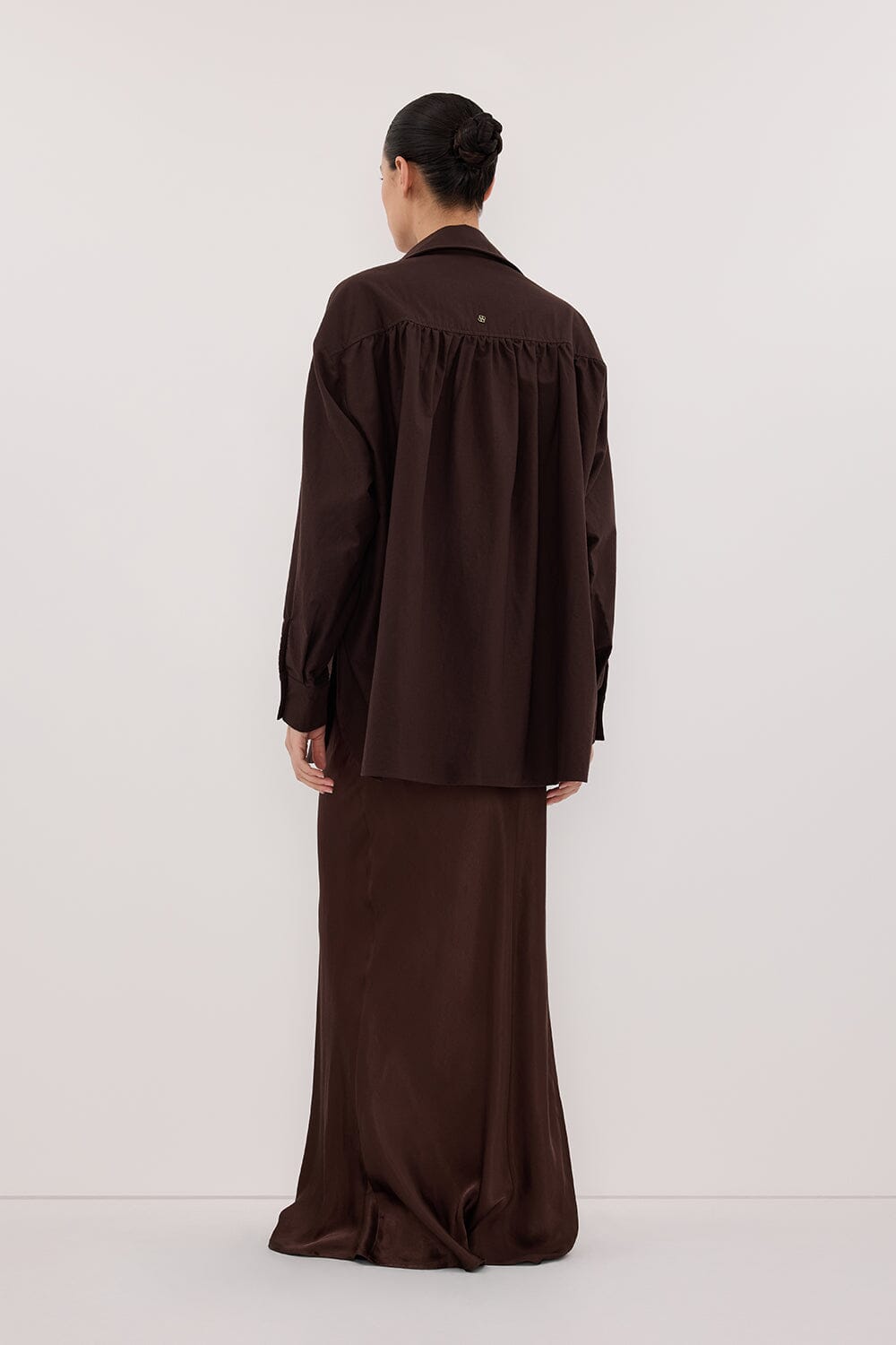 CHARLI BITTER CHOC SATIN MAXI SKIRT