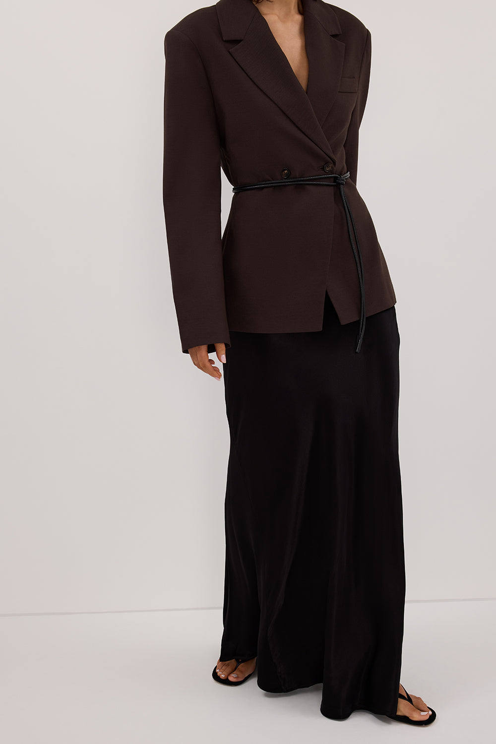 CHARLI BLACK SATIN MAXI SKIRT