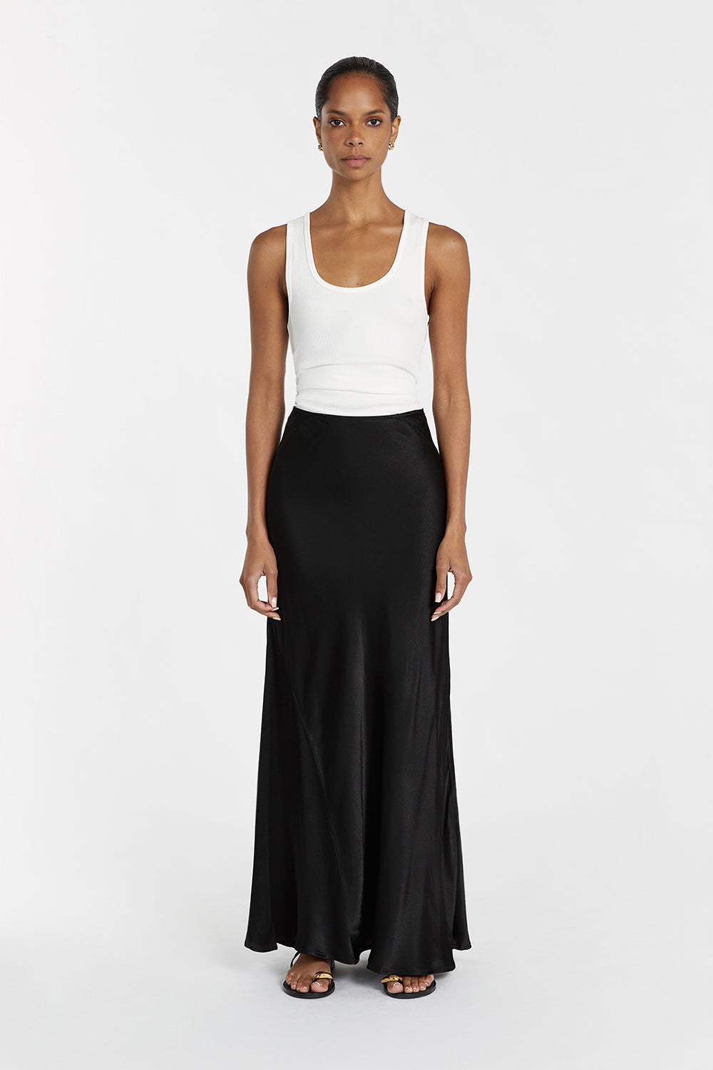 CHARLI BLACK SATIN MAXI SKIRT