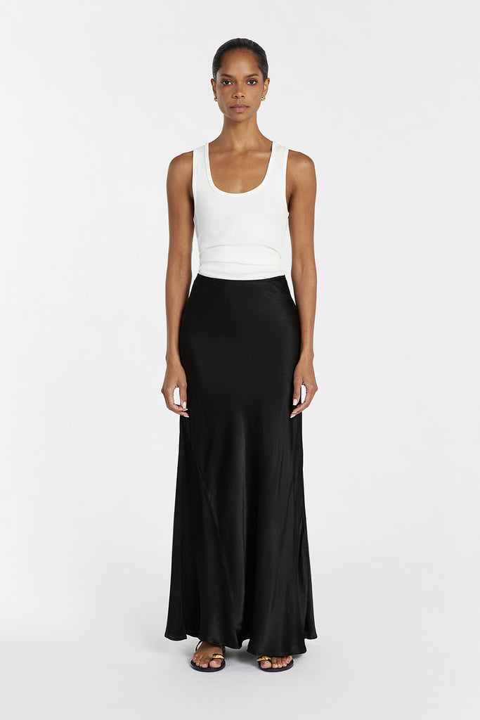 CHARLI BLACK SATIN MAXI SKIRT | Dissh