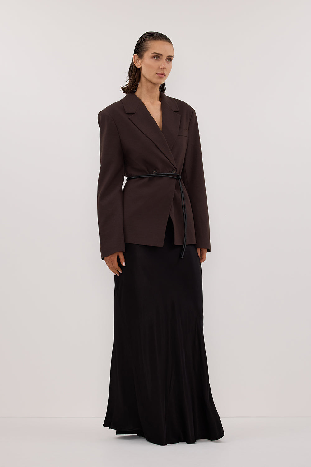 CHARLI BLACK SATIN MAXI SKIRT