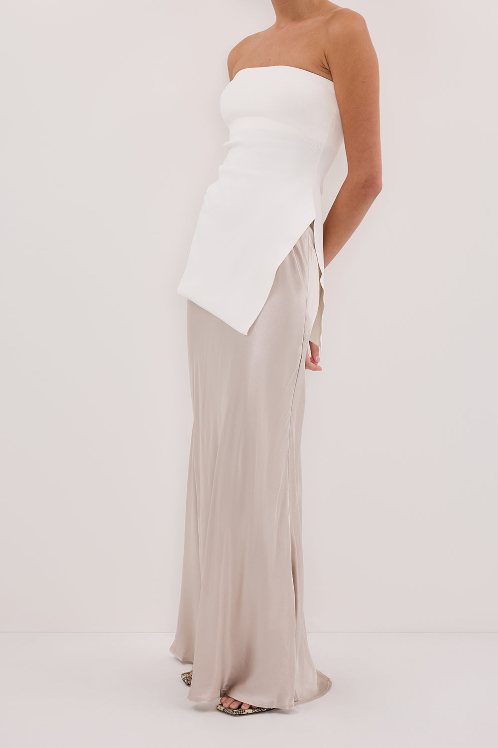 CHARLI CHALK SATIN MAXI SKIRT