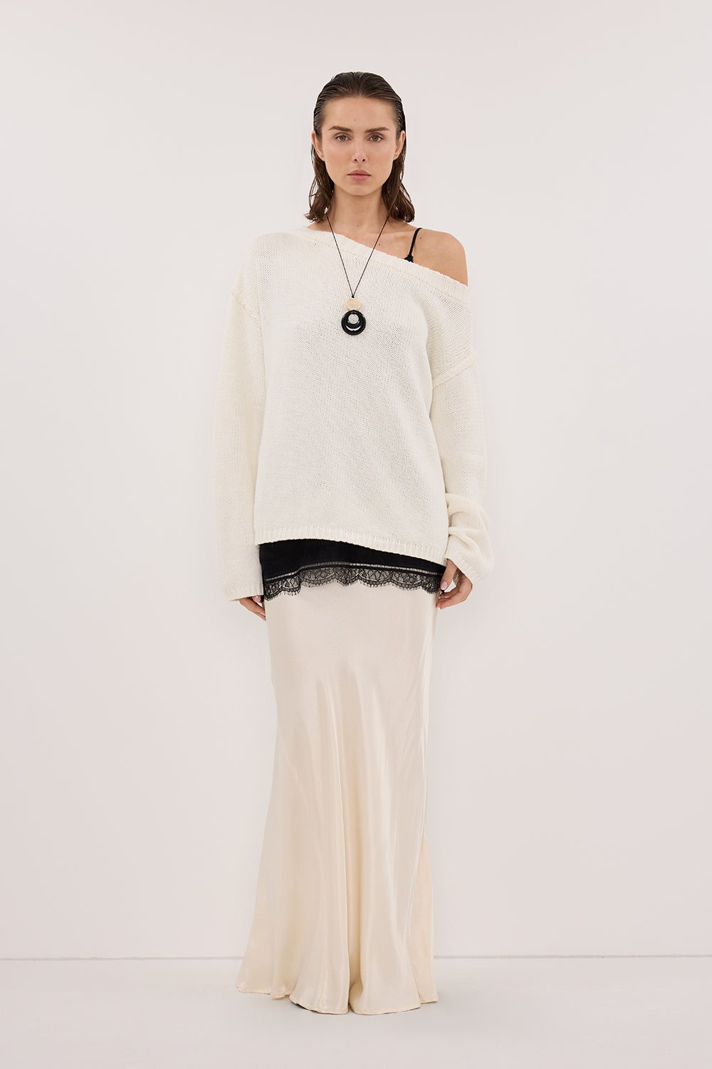 CHARLI CREAM SATIN MAXI SKIRT