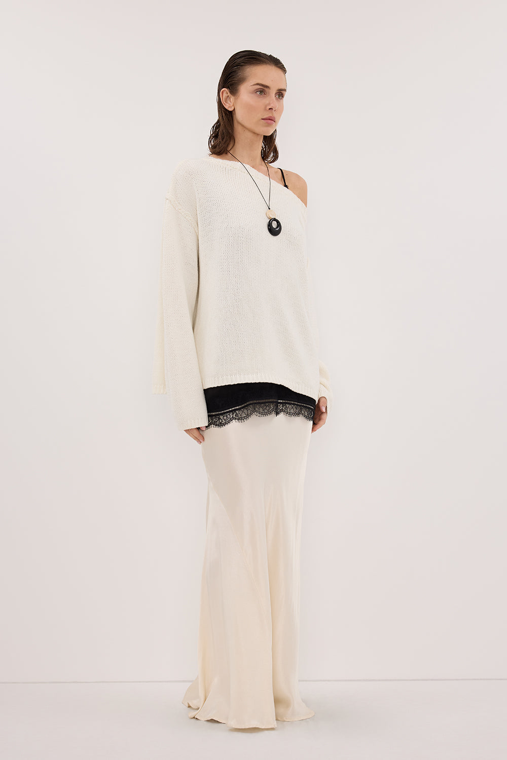 CHARLI CREAM SATIN MAXI SKIRT