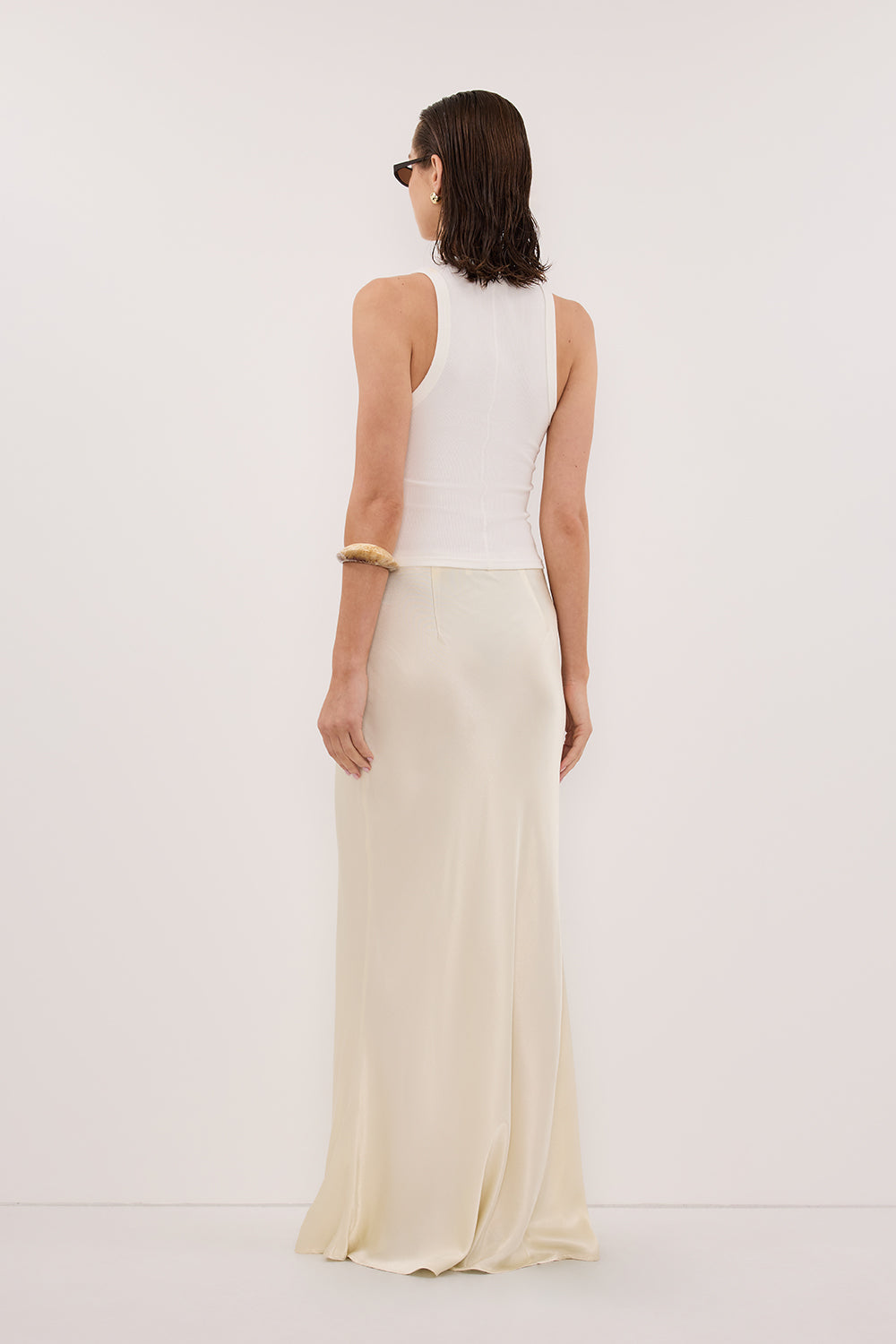 CHARLI STRAW SATIN MAXI SKIRT