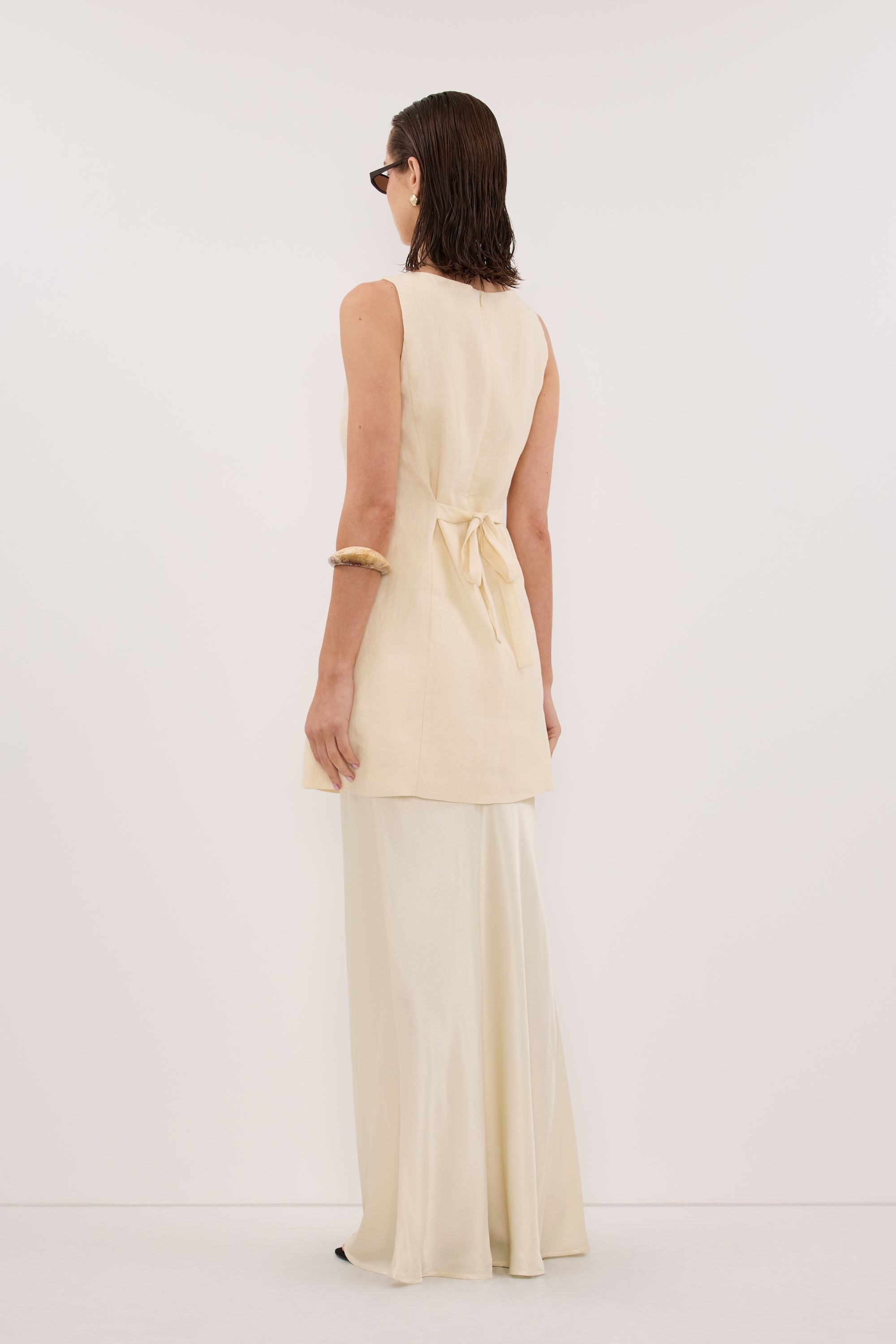 CHARLI STRAW SATIN MAXI SKIRT