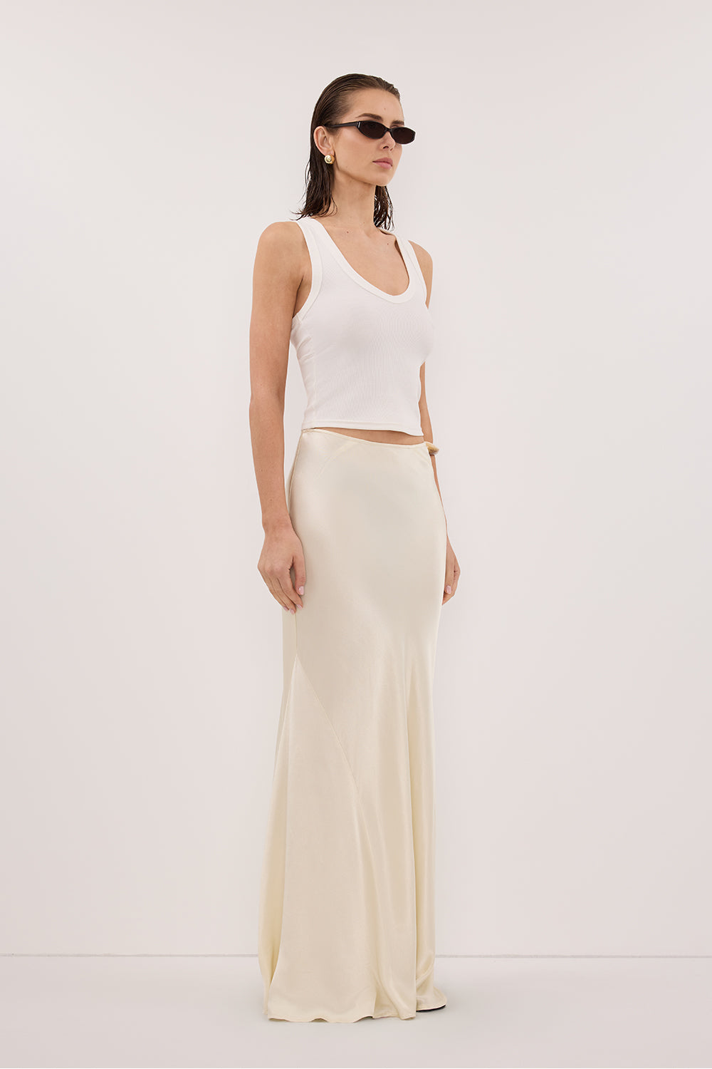 CHARLI STRAW SATIN MAXI SKIRT