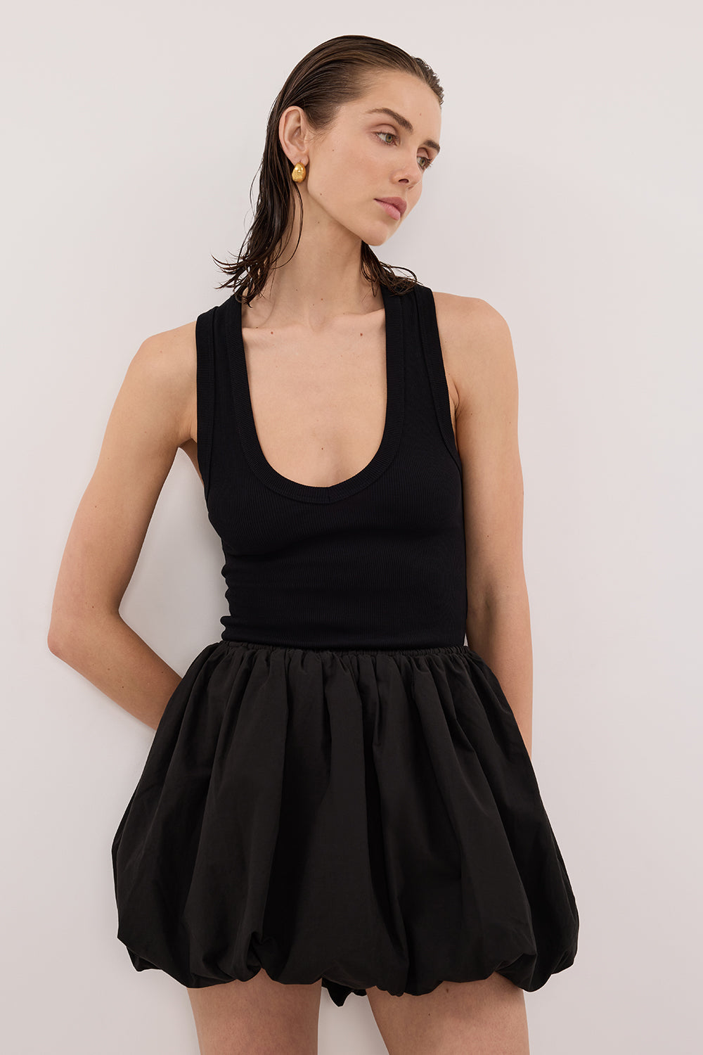 STEVIE BLACK BUBBLE MINI SKIRT