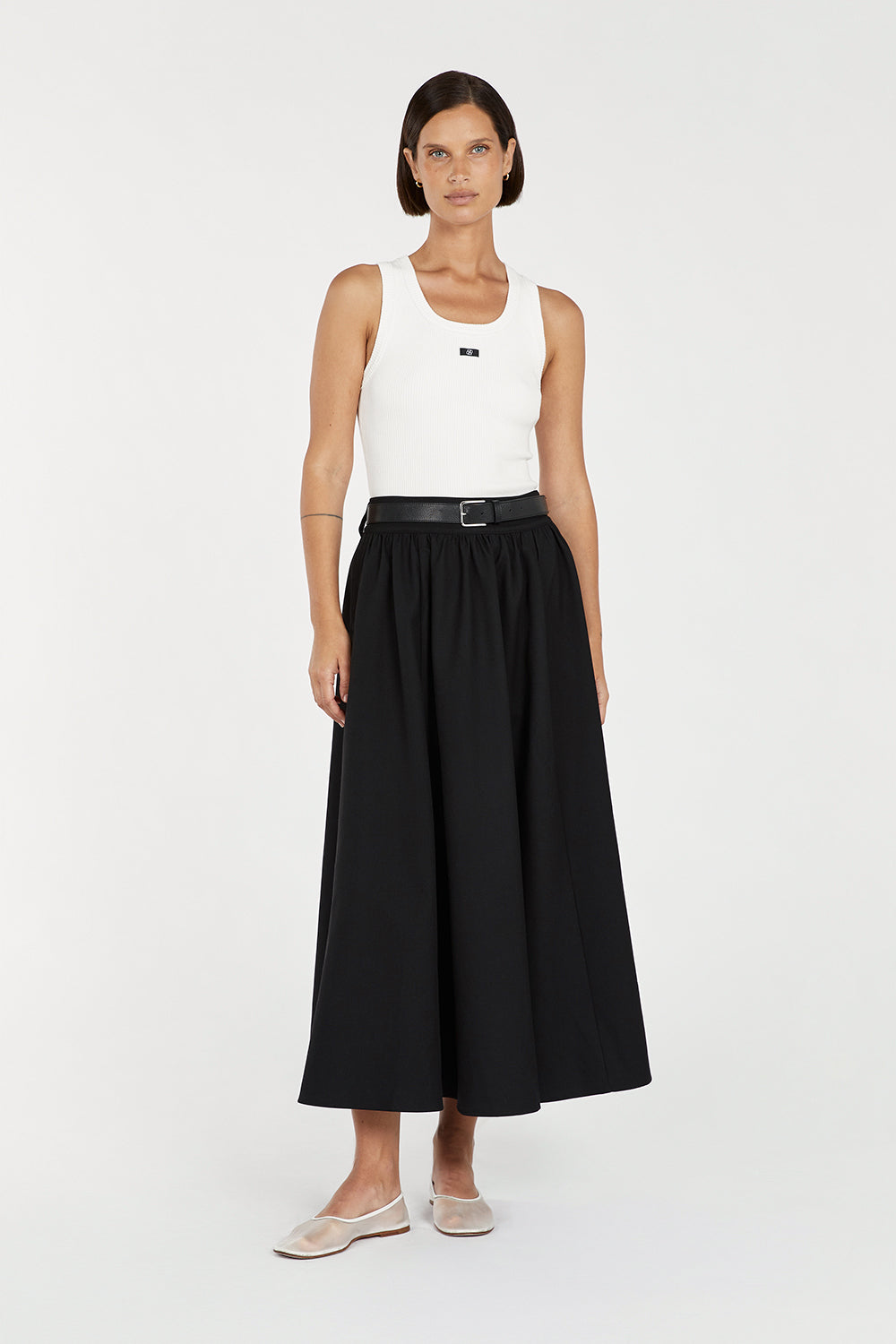 WILLOW BLACK MIDI SKIRT