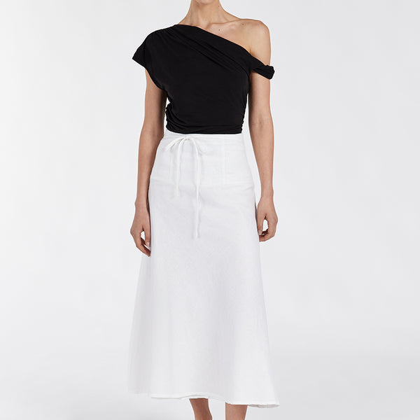 HOT Midi Skirts White Wrap Skirt 90s CLO WHITE LINEN MIDI