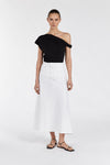 CLO WHITE LINEN MIDI SKIRT