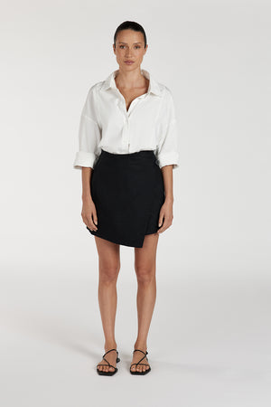 TOMMY BLACK LINEN MINI SKIRT Dissh