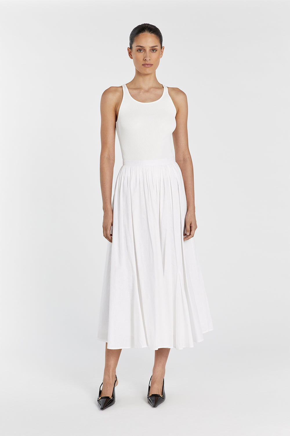 Dissh white linen skirt hotsell