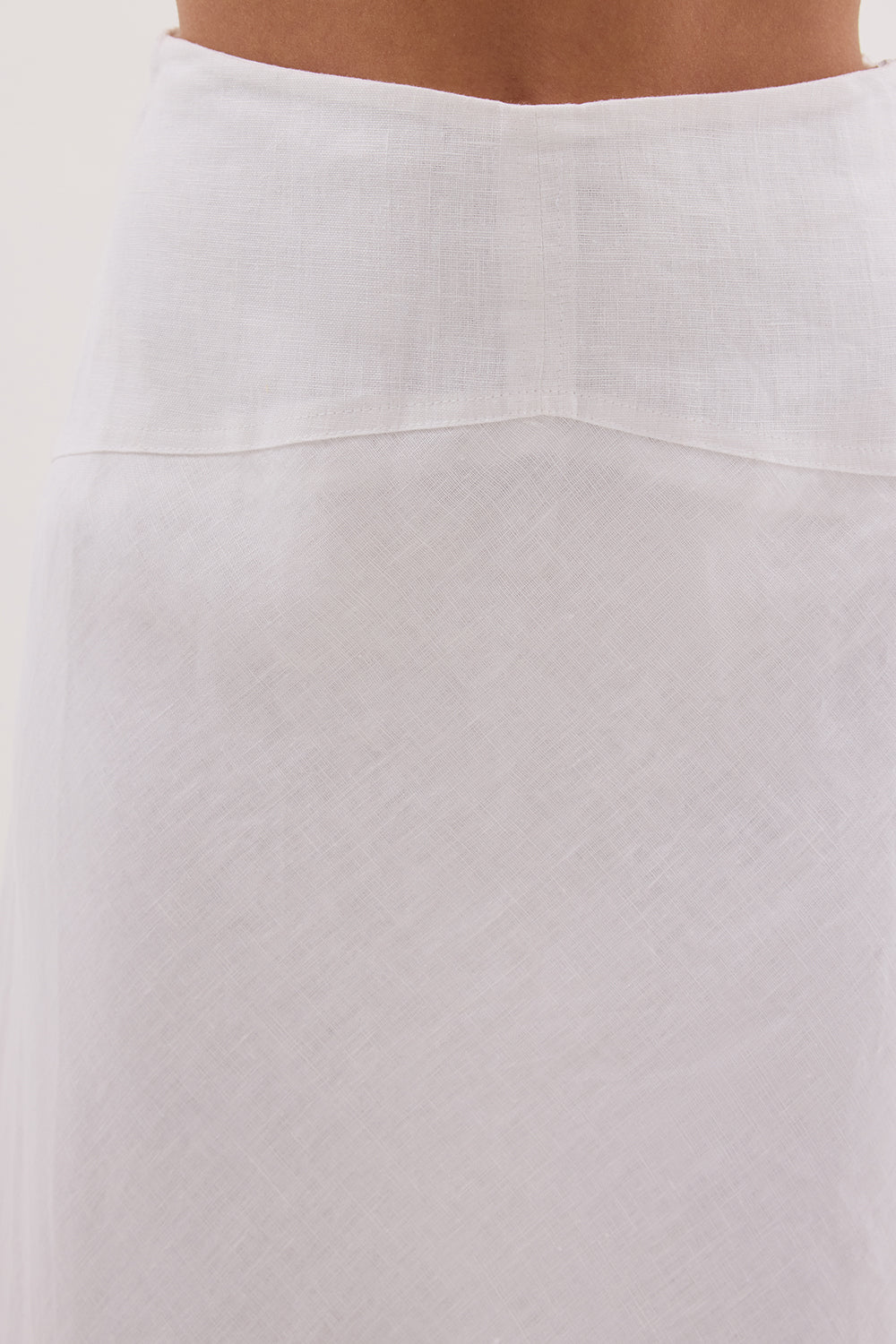 TYRA WHITE LINEN MIDI SKIRT