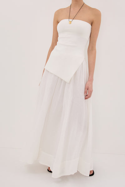 Aude wearing LAYNE WHITE RAMIE MAXI SKIRT