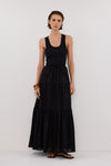 FLETCHER BLACK TIRERED MAXI SKIRT