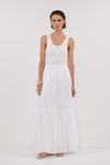 FLETCHER WHITE TIRERED MAXI SKIRT