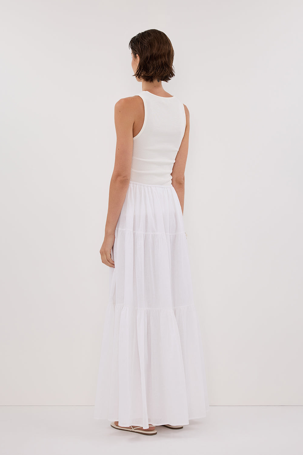 FLETCHER WHITE TIERED MAXI SKIRT