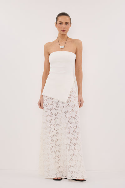 Stas wearing LOULA WHITE LACE SKIRT