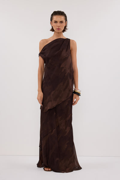 Stas wearing WILLOW CHOC PRINT MIDI SKIRT