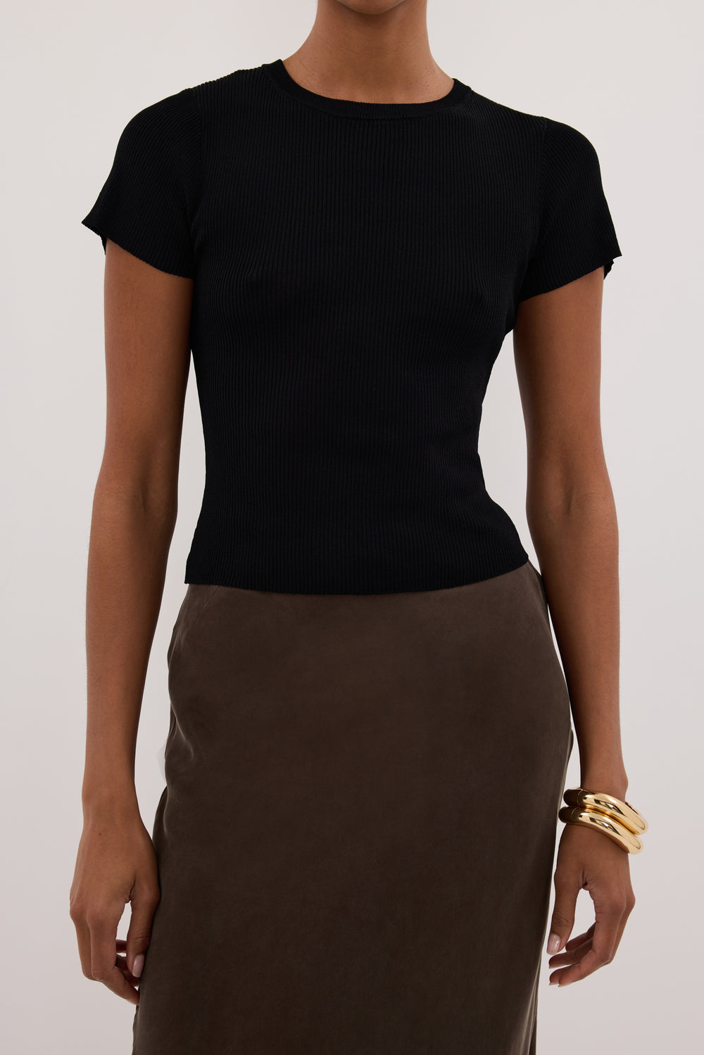 CONNIE BITTER CHOC CUPRO MAXI SKIRT