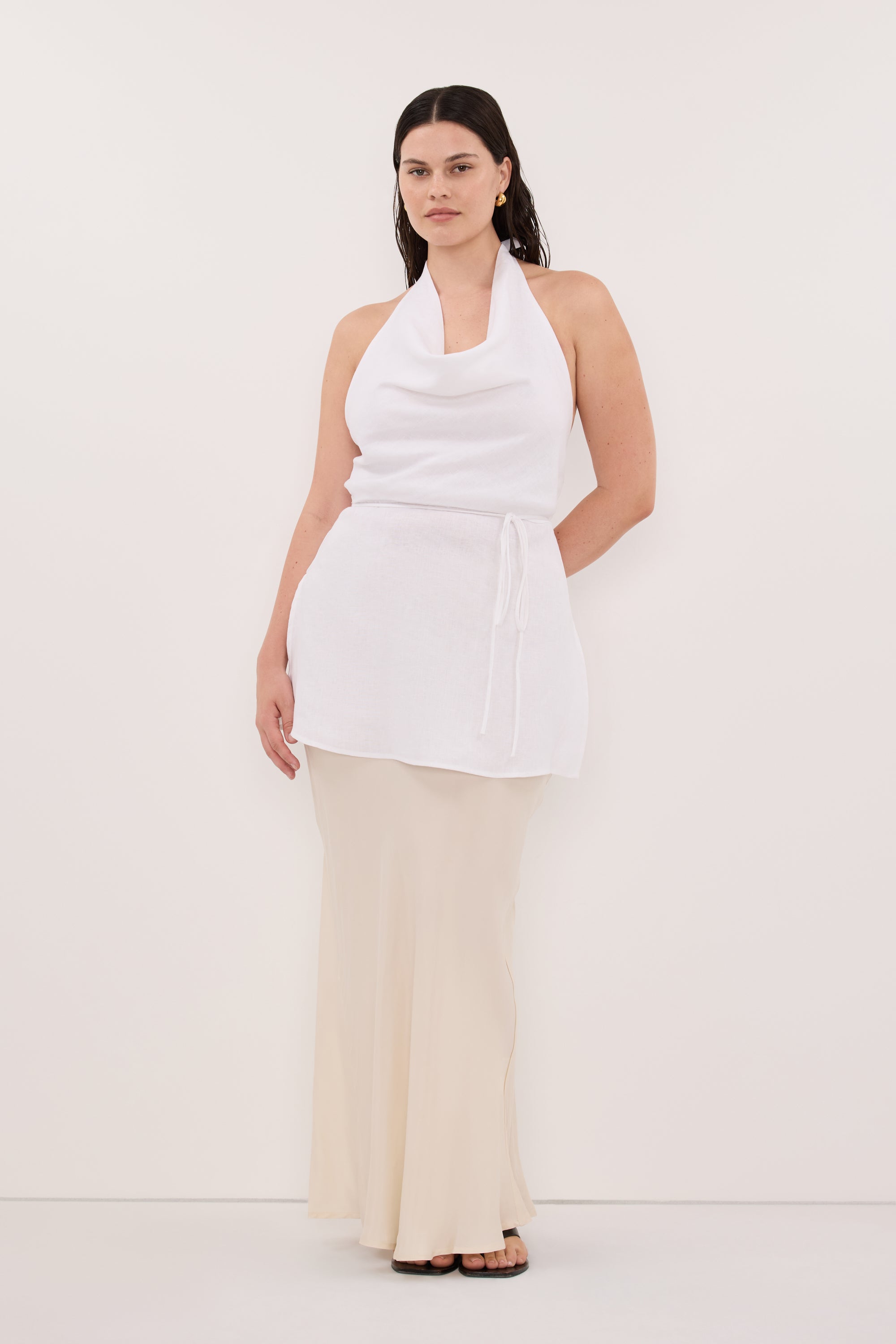 CONNIE SANDSTONE CUPRO MAXI SKIRT