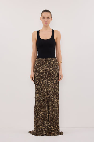 Stas wearing MARVILLA CHOC MIDI SKIRT