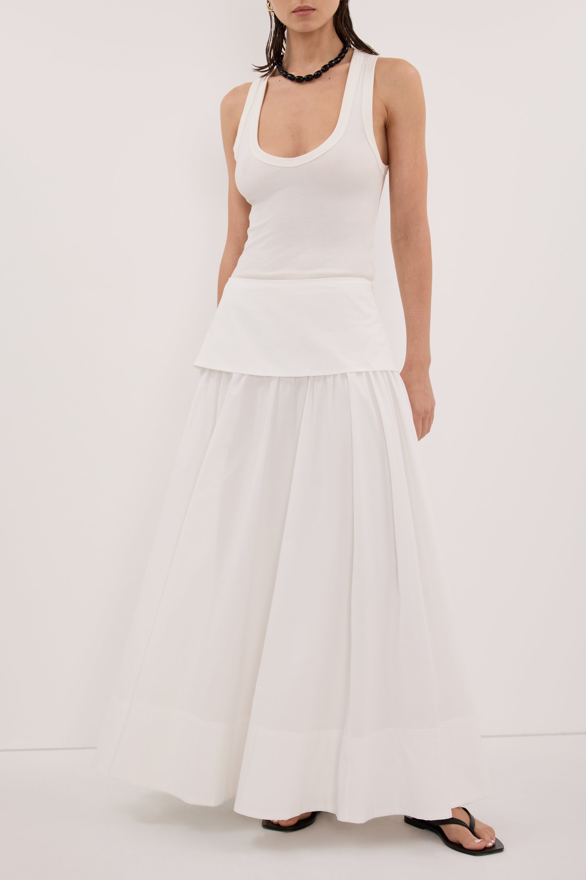 CLAIRE WHITE COTTON MIDI SKIRT