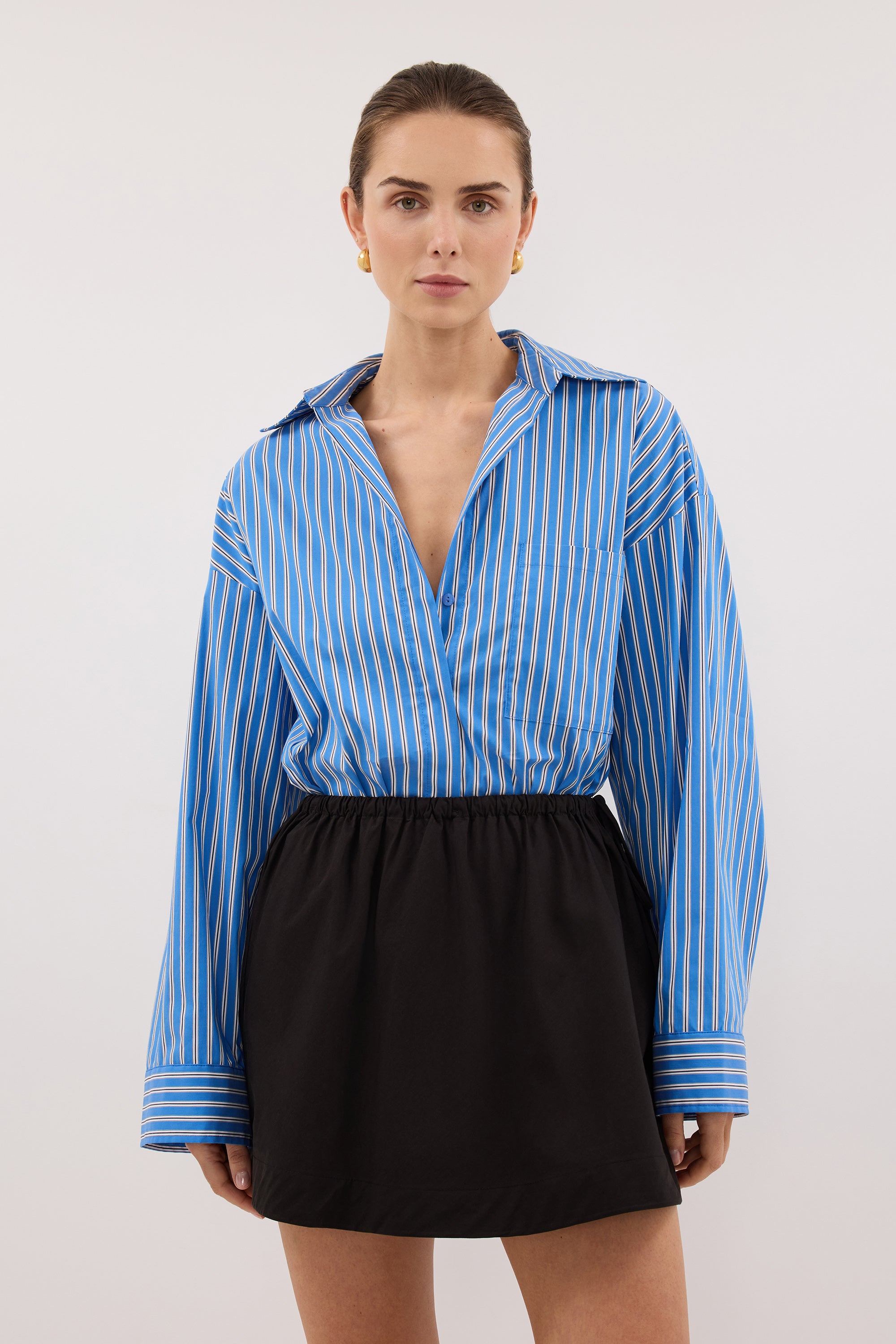 ROMI BLACK POPLIN MINI SKIRT – DISSH