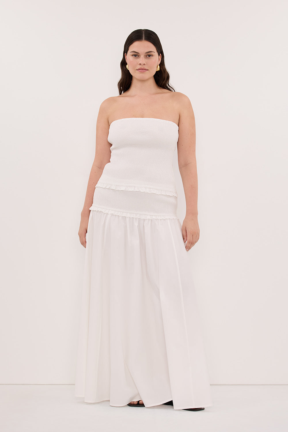 Edie Cotton Midi Skirt in White By DISSH