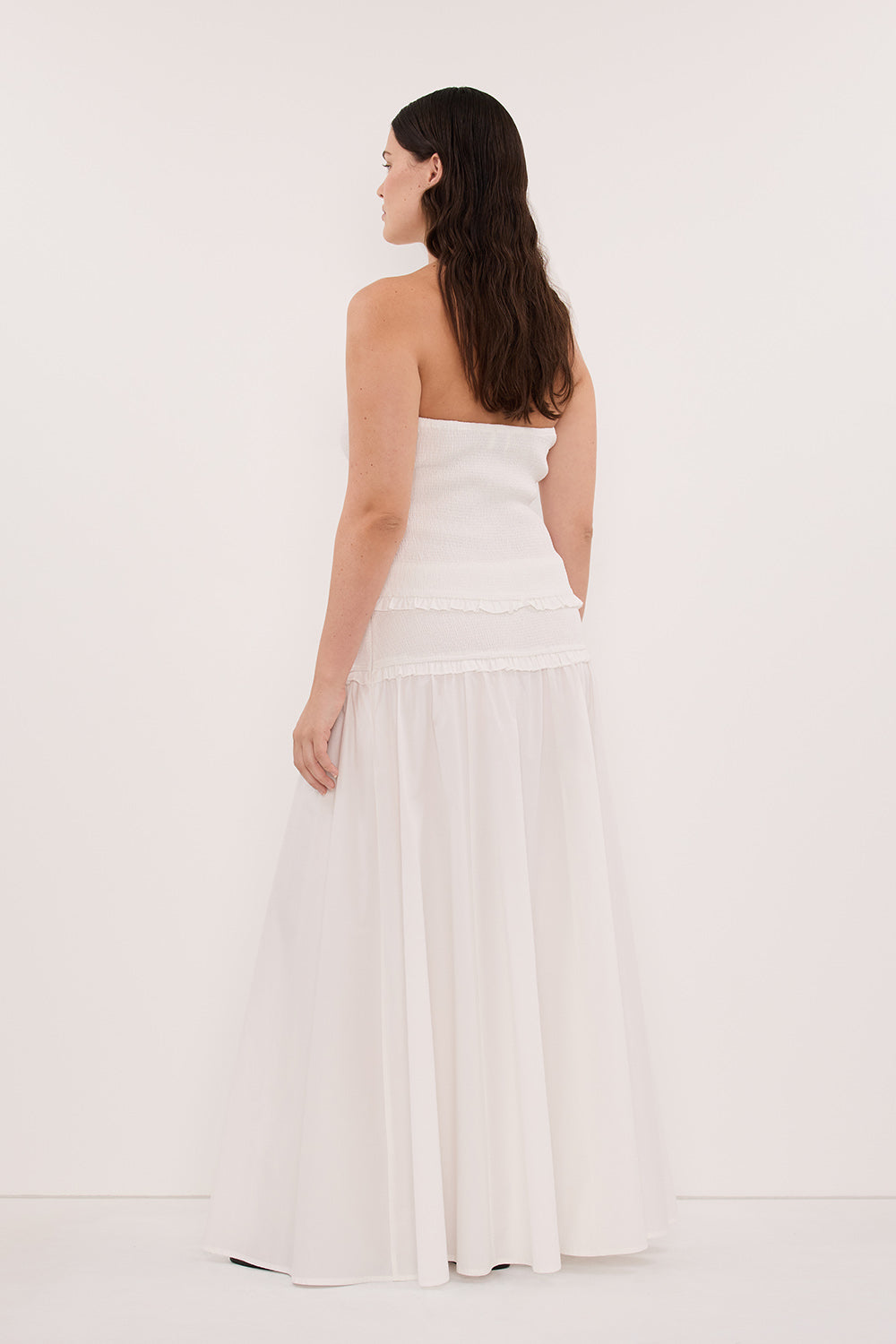 EDIE WHITE COTTON MIDI SKIRT