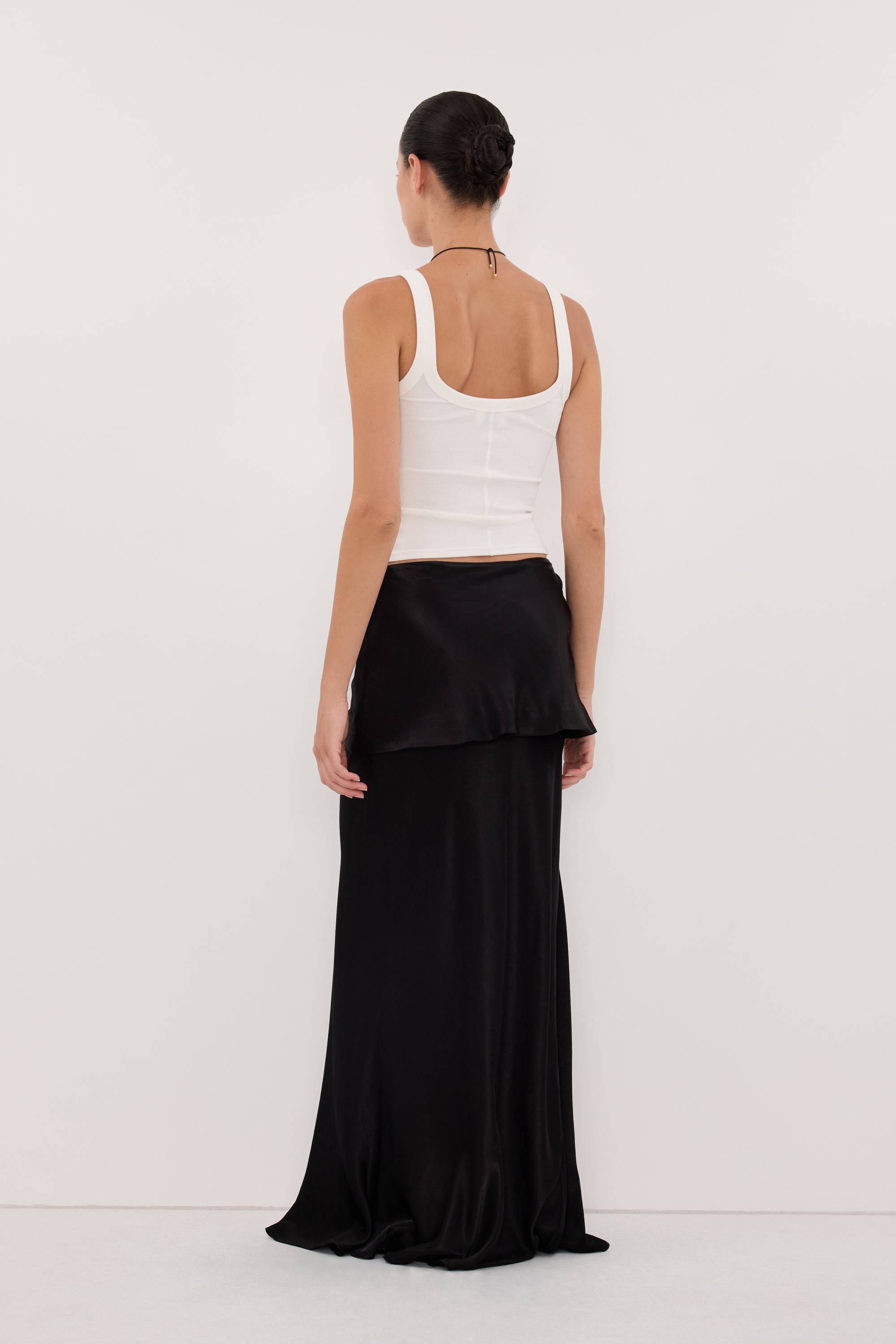 JELENA BLACK SATIN OVERLAY MAXI SKIRT