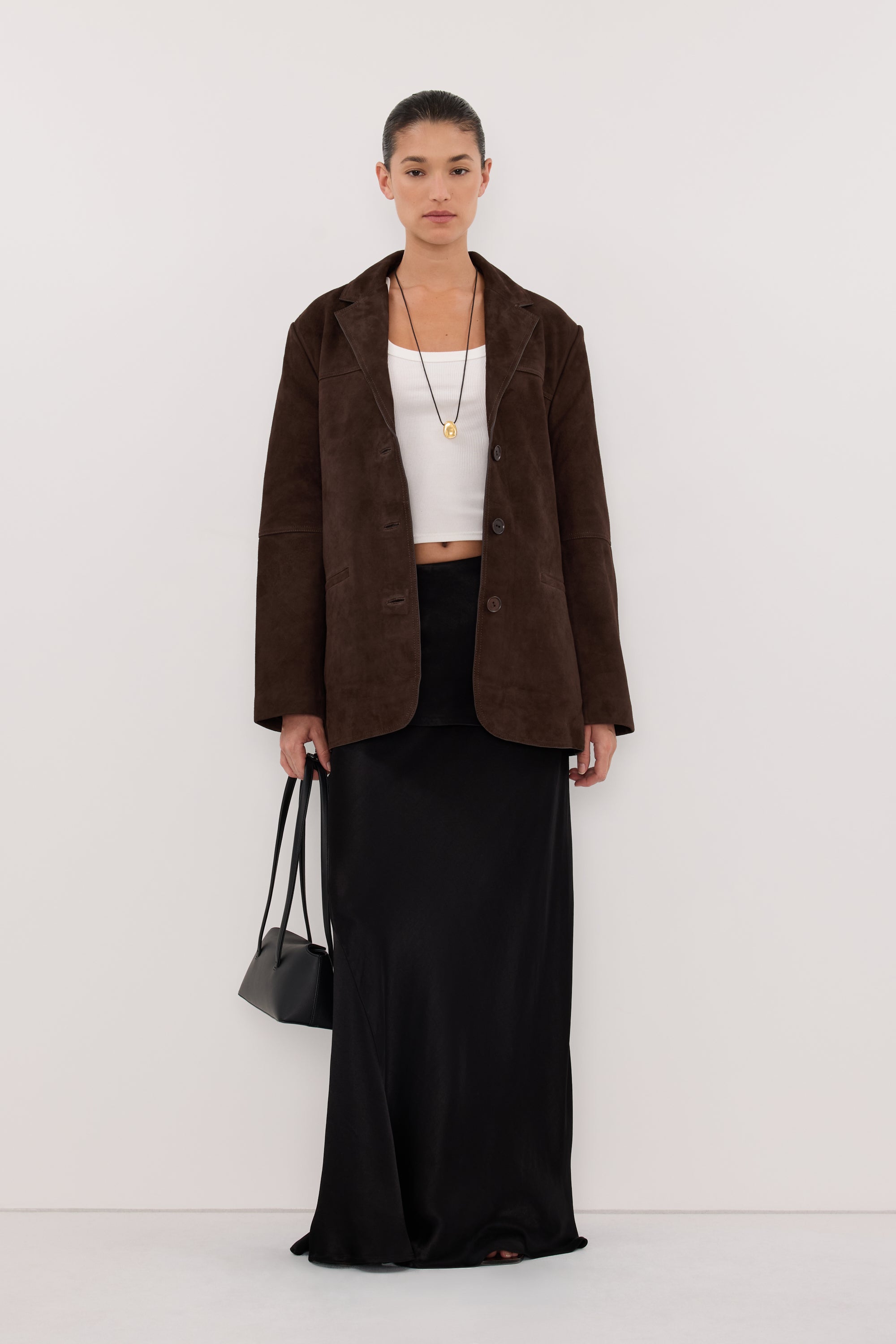 JELENA BLACK SATIN OVERLAY MAXI SKIRT